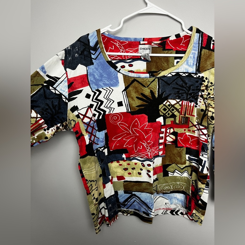 Chico's Colorful Abstract Print Top